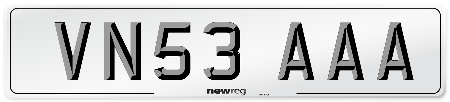 VN53 AAA Number Plate from New Reg